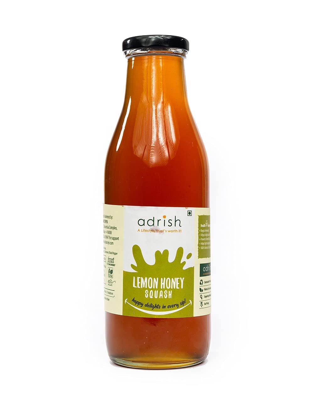Adrish Zerowaste Organic Lemon Honey Squash (500ml) - No Preservatives and Additives-free | Healthy Squash | Lemon Honey Concentrate| Natural Ingredients | All Natural... Adrish Zerowaste Organic Lemon Honey Squash (500ml) - No Preservatives and Additives-free | Healthy Squash | Lemon Honey Concentrate| Natural Ingredients | All Natural...