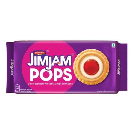 Britannia JimJam Pops - Crunchy Open Cookie with Vanilla crème and Jammy Center| 350 gm | A New Way to savour crème bisuits