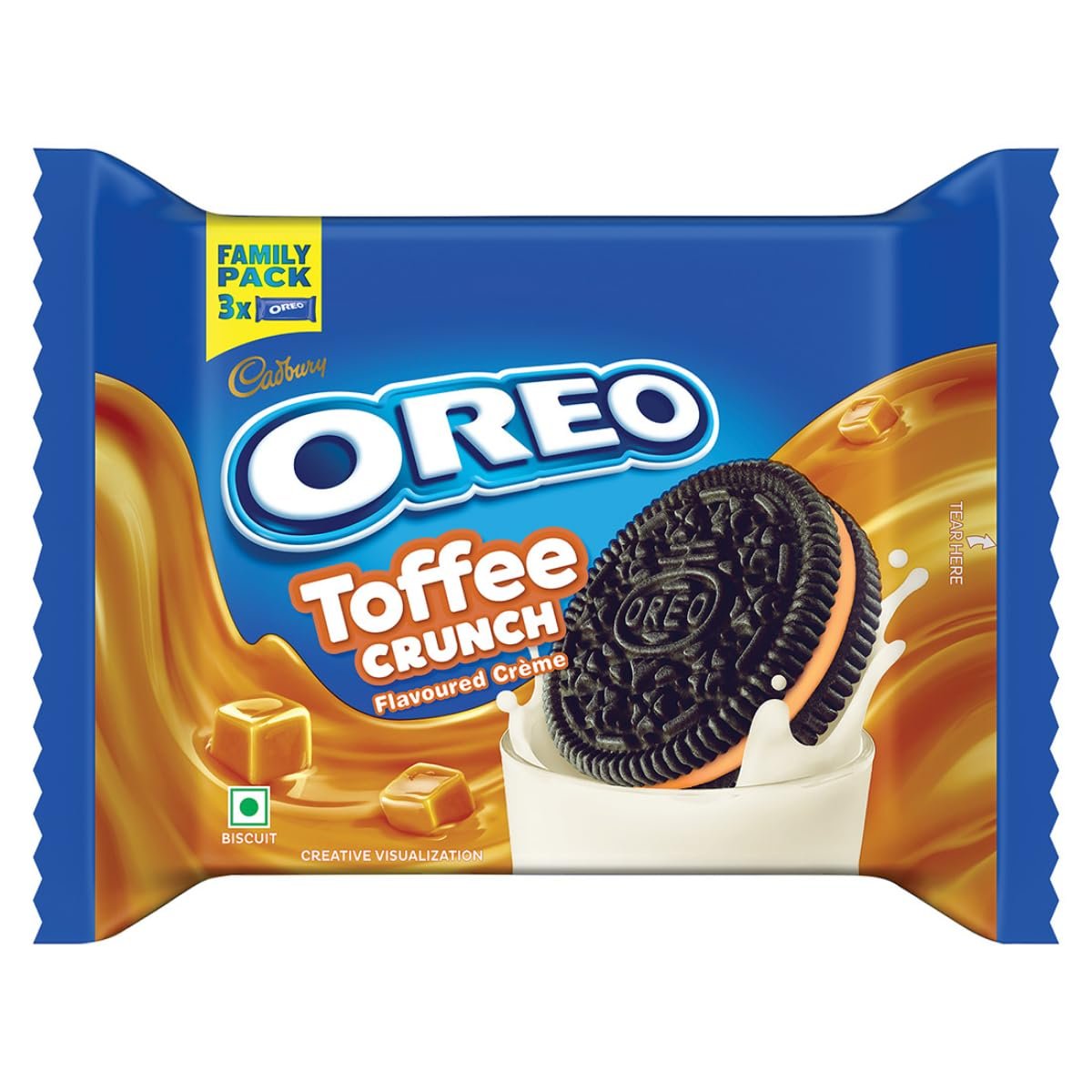 Cadbury Oreo Toffee Crunch Flavour Creme Sandwich Biscuit, 275.55 g Cadbury Oreo Toffee Crunch Flavour Creme Sandwich Biscuit, 275.55 g