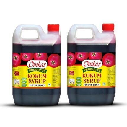 Omkar Products Kokum Sharbat/Syrup 1 Ltr (Pack of 2)(Can)–Makes 35 glasses of 200ml |No Added Flavour or Preservatives |Refreshing Traditional Summer Drink