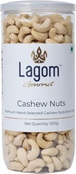Lagom Gourmet Cashew Nuts W320 Grade 500g | Premium Whole Cashews | All Natural, Non-GMO, Vegan & Gluten-Free | No Preservatives or Additives | Healthy Plant-Based Snack & Dry Fruits