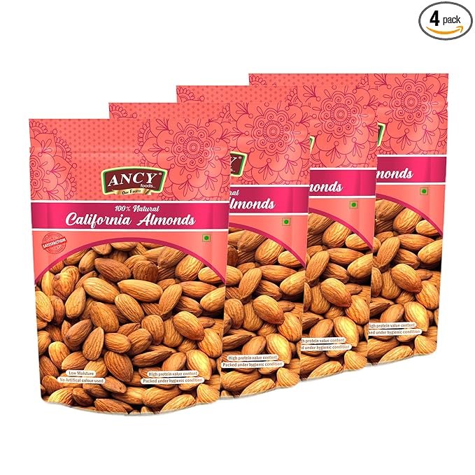 m1 Ancy Almonds 1000 Grams (250 Grams X 4) - Raw, Whole And Delicious |Crunchy Texture without Sugar and Salt | Ideal for Snacking, Baking, Smoothies & Meal also for Healthy Lifestyle - Image 1