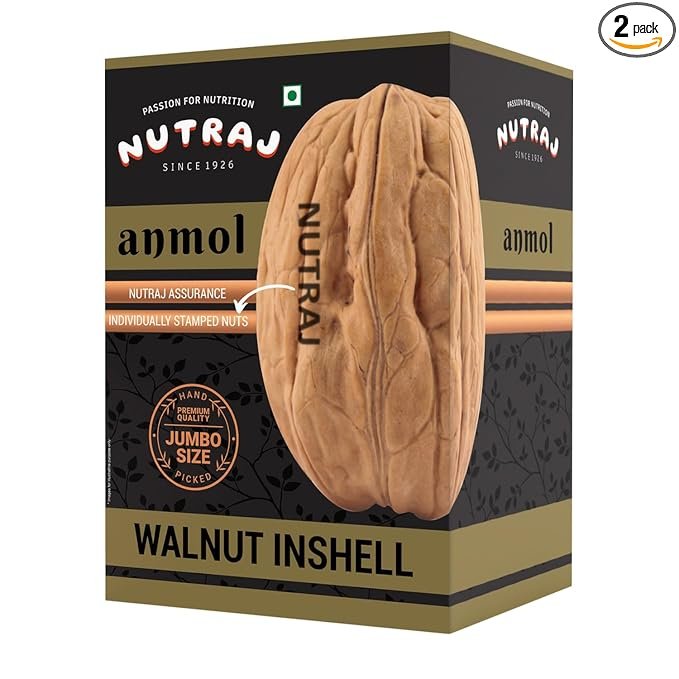 nn1 Nutraj Anmol Walnuts Inshell 2000g (2 x 1000g)| Raw Akhrot With Shell | Delicious & Crunchy Walnut | High in anti oxidants | Brain food | Pack of 2 - Image 1