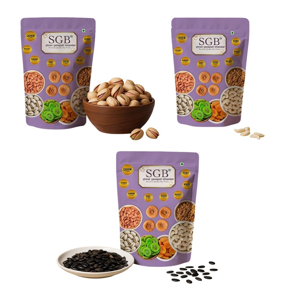 Shree Ganapati Bhandar Big Size Pista + Broken Cashews + Watermelon Seed | Dry Fruits and Nuts | Rich in Nutrients | Ideal for Daily Nutritio | 500 gm Each Shree Ganapati Bhandar Big Size Pista + Broken Cashews + Watermelon Seed | Dry Fruits and Nuts | Rich in Nutrients | Ideal for Daily Nutritio | 500 gm Each