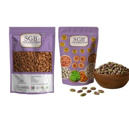 Shree Ganapati Bhandar California Almonds Pouch | Badam + Green Pista Pouch | Pista | Dry Fruits and Nuts | Grocery Items | Healthy Snack | Rich in Nutrients | Ideal for Daily...