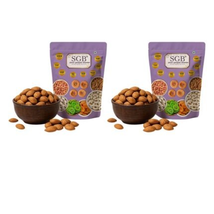 Shree Ganapati Bhandar Mamra Big Almond Pouch | Badam | Dry Fruits and Nuts | Grocery Items | Healthy Snack | Rich in Nutrients | Ideal for Daily Nutrition | 500 gm x Pack of 2