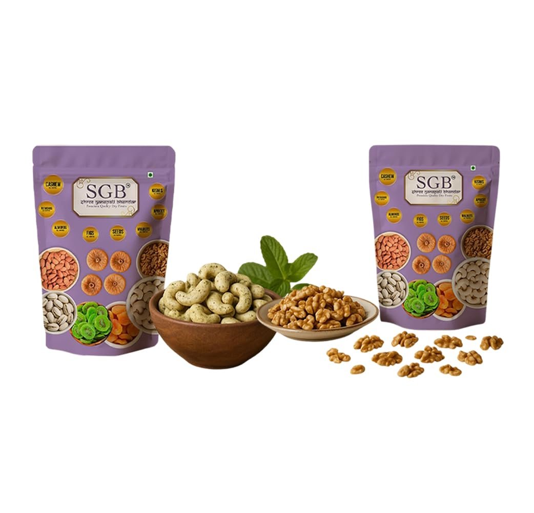Shree Ganapati Bhandar Pudina Cashew Pouch | Kaju + Walnut Giri Pouch | Akhrot | Dry Fruits and Nuts | Grocery Items | Healthy Snack | Rich in Nutrients | Ideal for Daily... Shree Ganapati Bhandar Pudina Cashew Pouch | Kaju + Walnut Giri Pouch | Akhrot | Dry Fruits and Nuts | Grocery Items | Healthy Snack | Rich in Nutrients | Ideal for Daily...