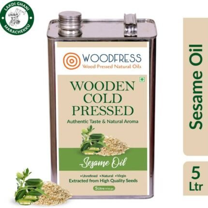 WOODFRESS Wooden Cold Pressed Sesame Oil 5L - Gingelly, Til ka Tel, El enney (Wood Pressed / Lakdi Ghani / Marachekku) Sesame Oil Tin